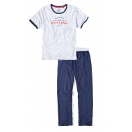 Pánské bavlněné modrobílé pyžamo MIKA  - dlhé nohavice + tričko Pánské bavlněné modrobílé pyžamo MIKA  - dlhé nohavice + tričko