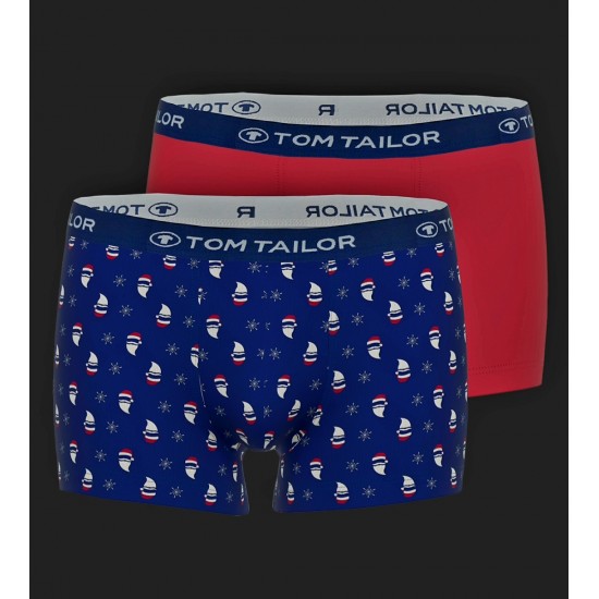 Vánoční dvojbalení pánských boxerek (modrá / červená) TOM TAILOR