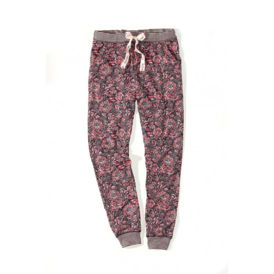Dámske růžové kalhoty s květinovým vzorem INDIGO FLOWERS MUSTANG