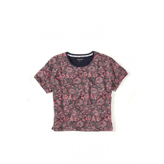 Dámské růžové tričko s květinovým vzorem INDIGO FLOWERS MUSTANG