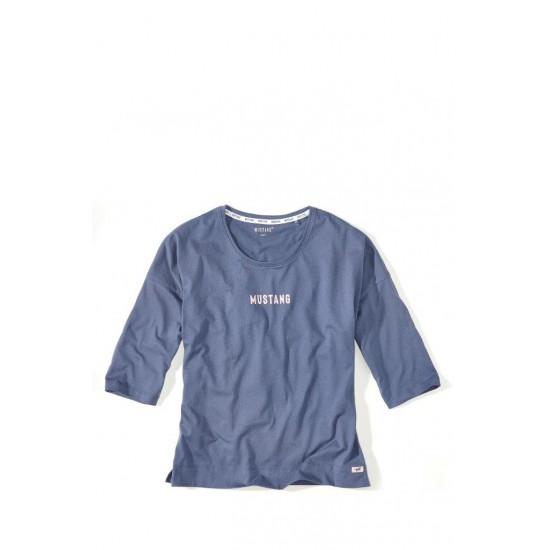 Dámské tříčtvrteční modré tričko BLOG STRIPES MUSTANG