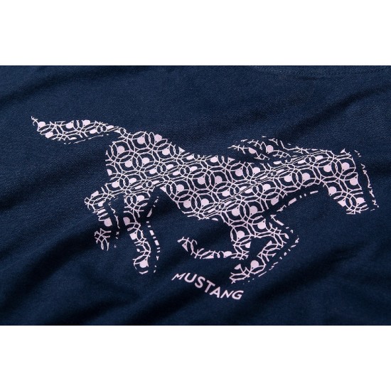Dámské modré tričko s potiskem koně MUSTANG
