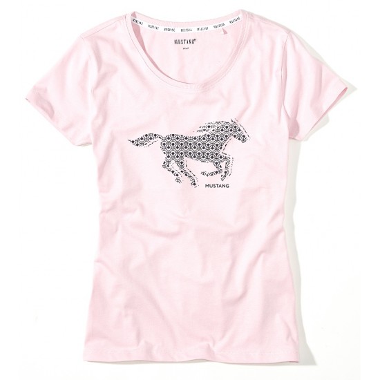 Dámské růžové tričko s potiskem koně MUSTANG