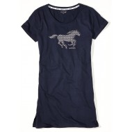 Dámská modrá noční košile s potiskem koně CIRCLE DOTS