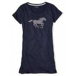 Dámská modrá noční košile s potiskem koně CIRCLE DOTS