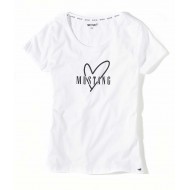 Dámské bílé tričko s potiskem srdce JETTE Dámské bílé tričko s potiskem srdce JETTE