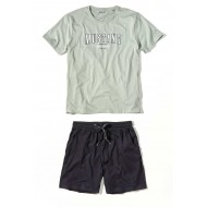 Pánské bavlněné pyžamo CLARK zelená/modrá - tričko + šortky