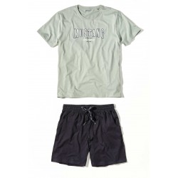 Pánské bavlněné pyžamo CLARK zelená/modrá - tričko + šortky