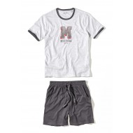 Pánské bavlněné pyžamo DON šedá/grafit - tričko + šortky