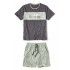 Pánské bavlněné pyžamo FERDY šedá/ zelená - tričko + šortky