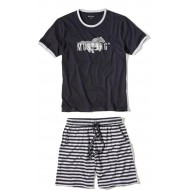 Pánské bavlněné pyžamo ILAN  černá/šedá - tričko + šortky