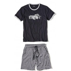 Pánské bavlněné pyžamo ILAN  černá/šedá - tričko + šortky