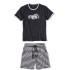 Pánské bavlněné pyžamo ILAN  černá/šedá - tričko + šortky