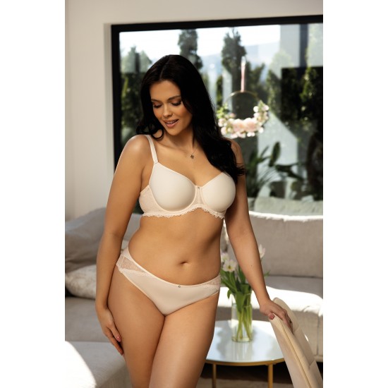 Krémová vyztužená podprsenka s krajkou po obvodu VIANIA