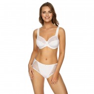 Nevyztužená bílá podprsenka se širokými ramínky s kosticí