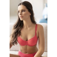 Podprsenka s kosticí s vyztuženými košíčky korálová